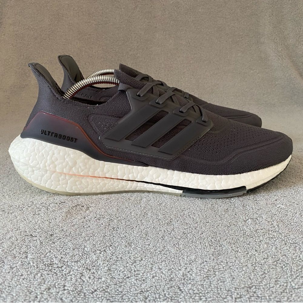 Adidas Shoes Mens 11.5 Gray Orange UltraBoost 21 Prime Knit Sneakers FY0372 #B